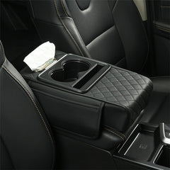 All-in-One Car Armrest Heightening Pad with Bottle Holder & Tissue Box